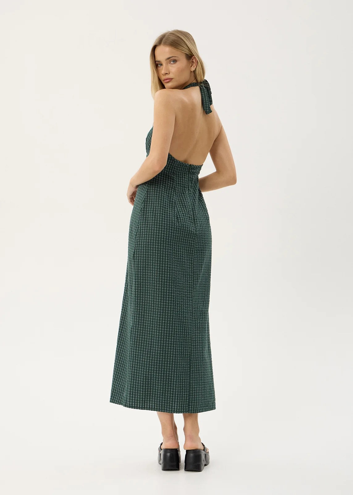 Afends Alexa Reverb Organic Maxi Dress Pine Check
