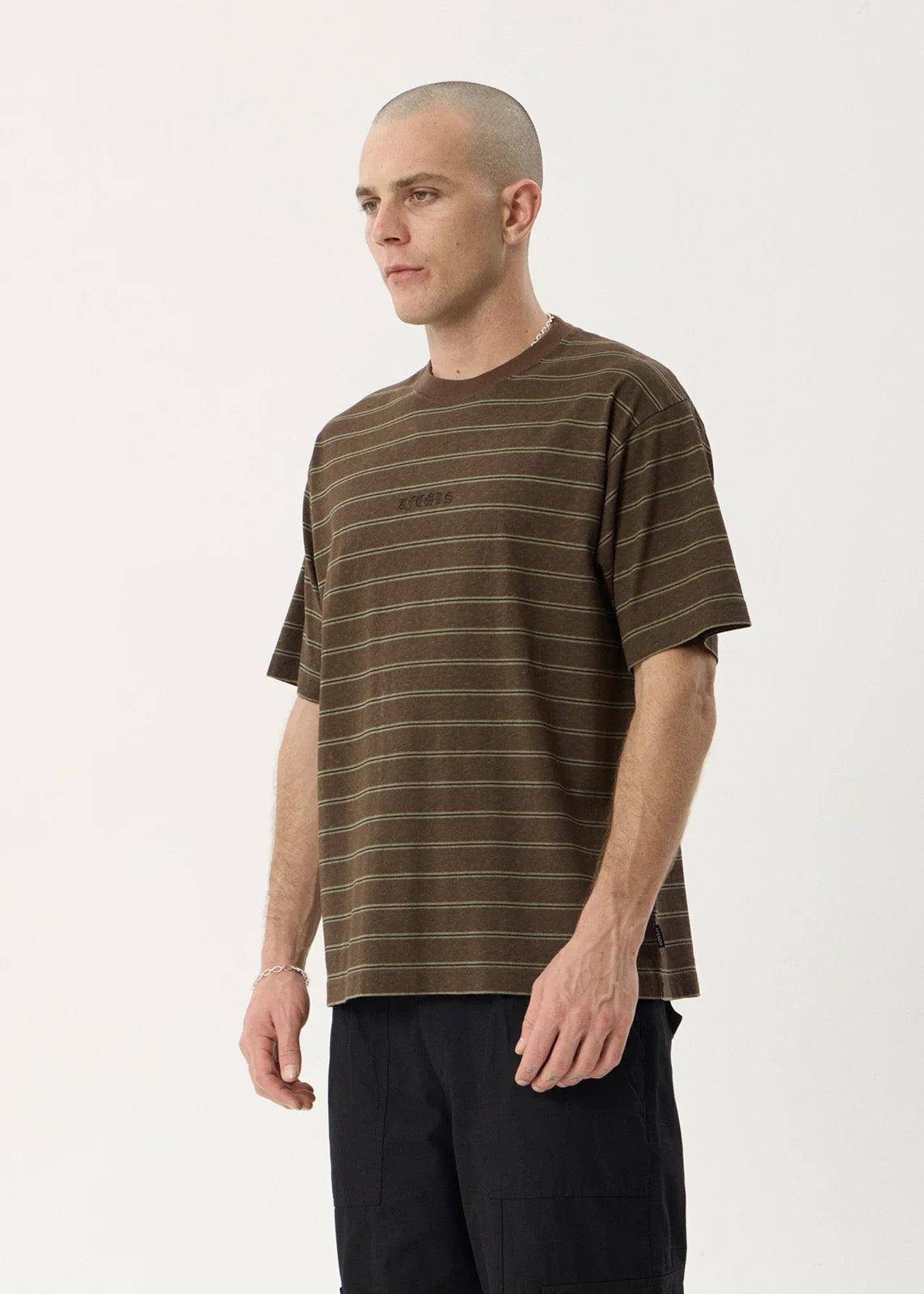 Afends Eureka Recycled Boxy Tee Coffee Stripe