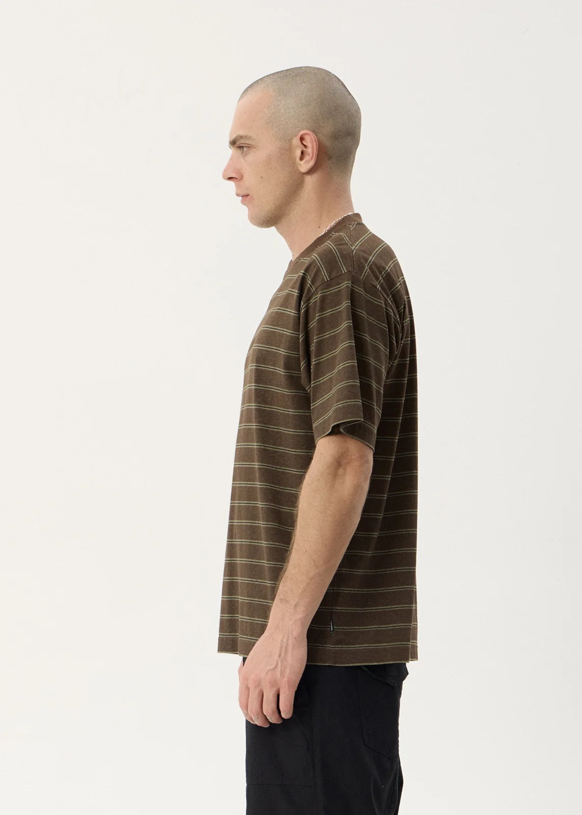 Afends Eureka Recycled Boxy Tee Coffee Stripe