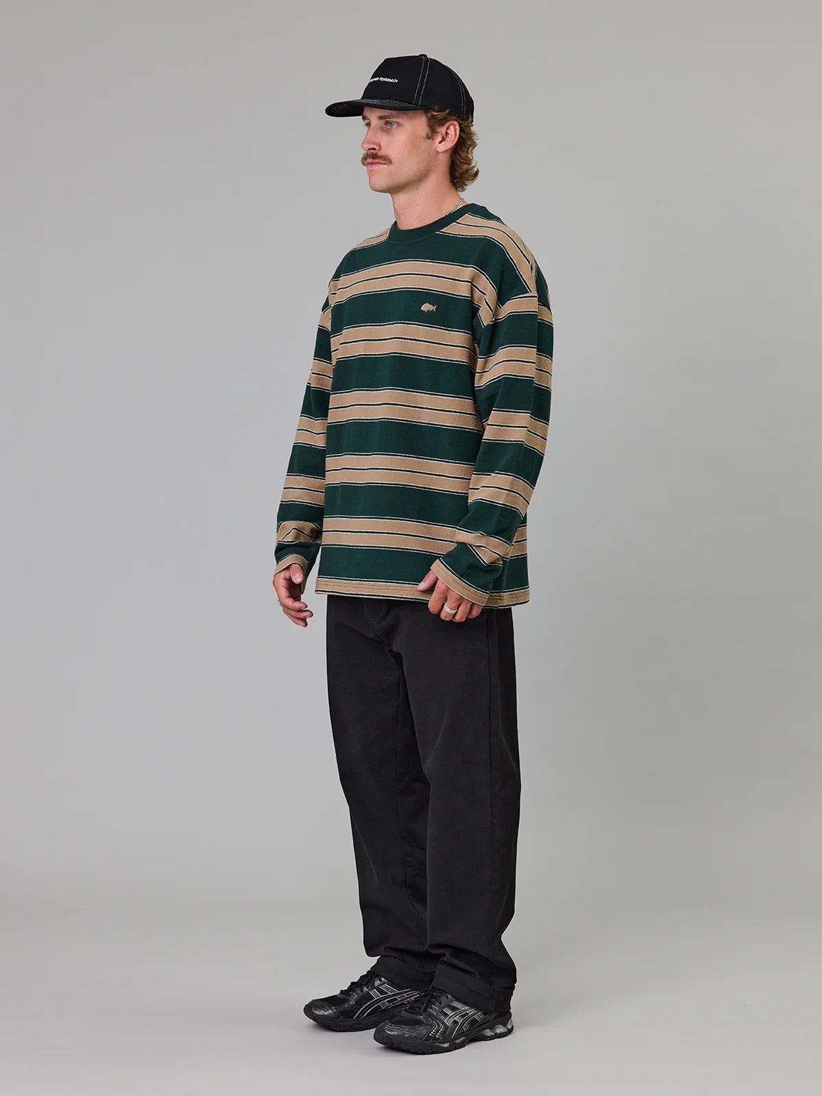 Just Another Fisherman Bay L/S Tee Green Stripe
