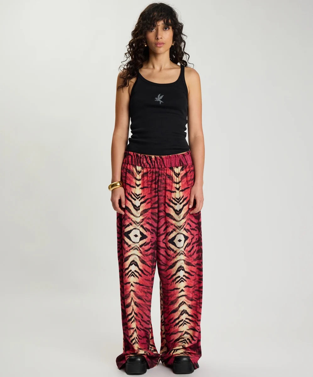 One Teaspoon Wild Rouge Palazzo Pants Red Animal Print