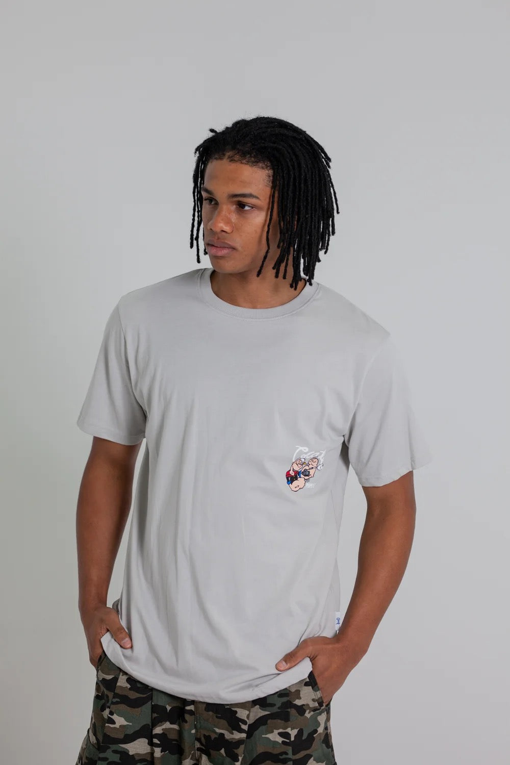 Crate X Popeye Tank T-Shirt Light Grey