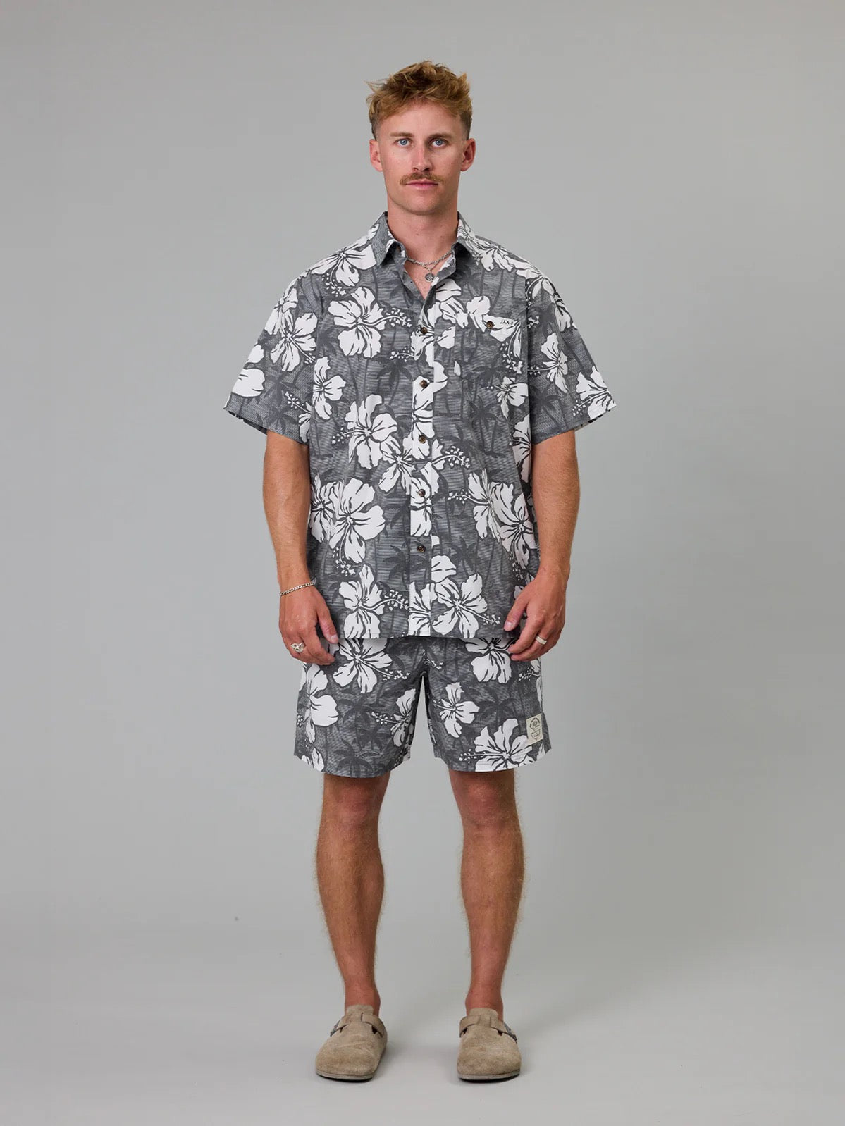 Just Another Fisherman Aloha SS Shirt Black Palms