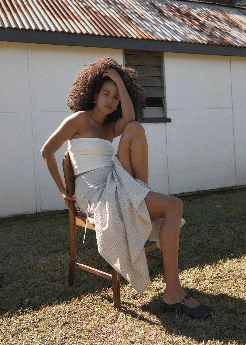 Afends Nadia Maxi Skirt Reverb Moonbeam Check