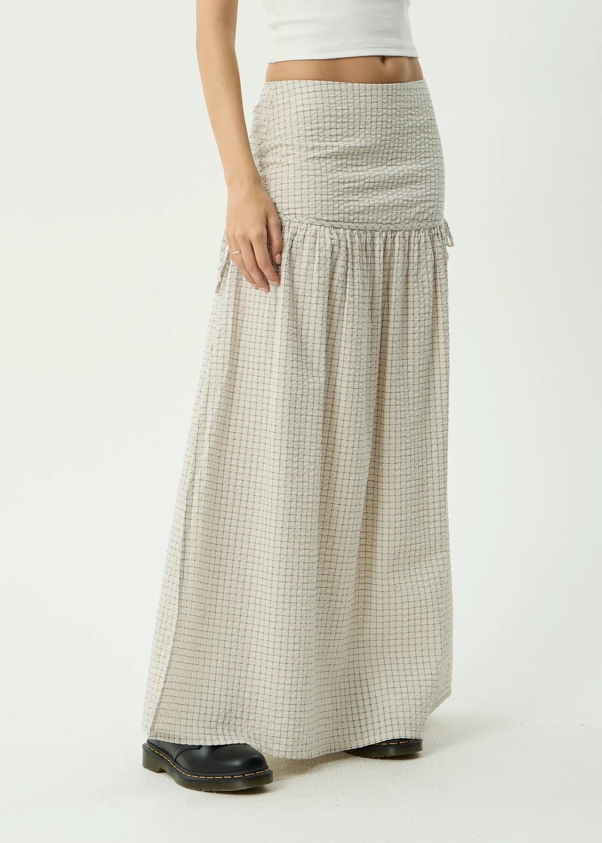 Afends Nadia Maxi Skirt Reverb Moonbeam Check