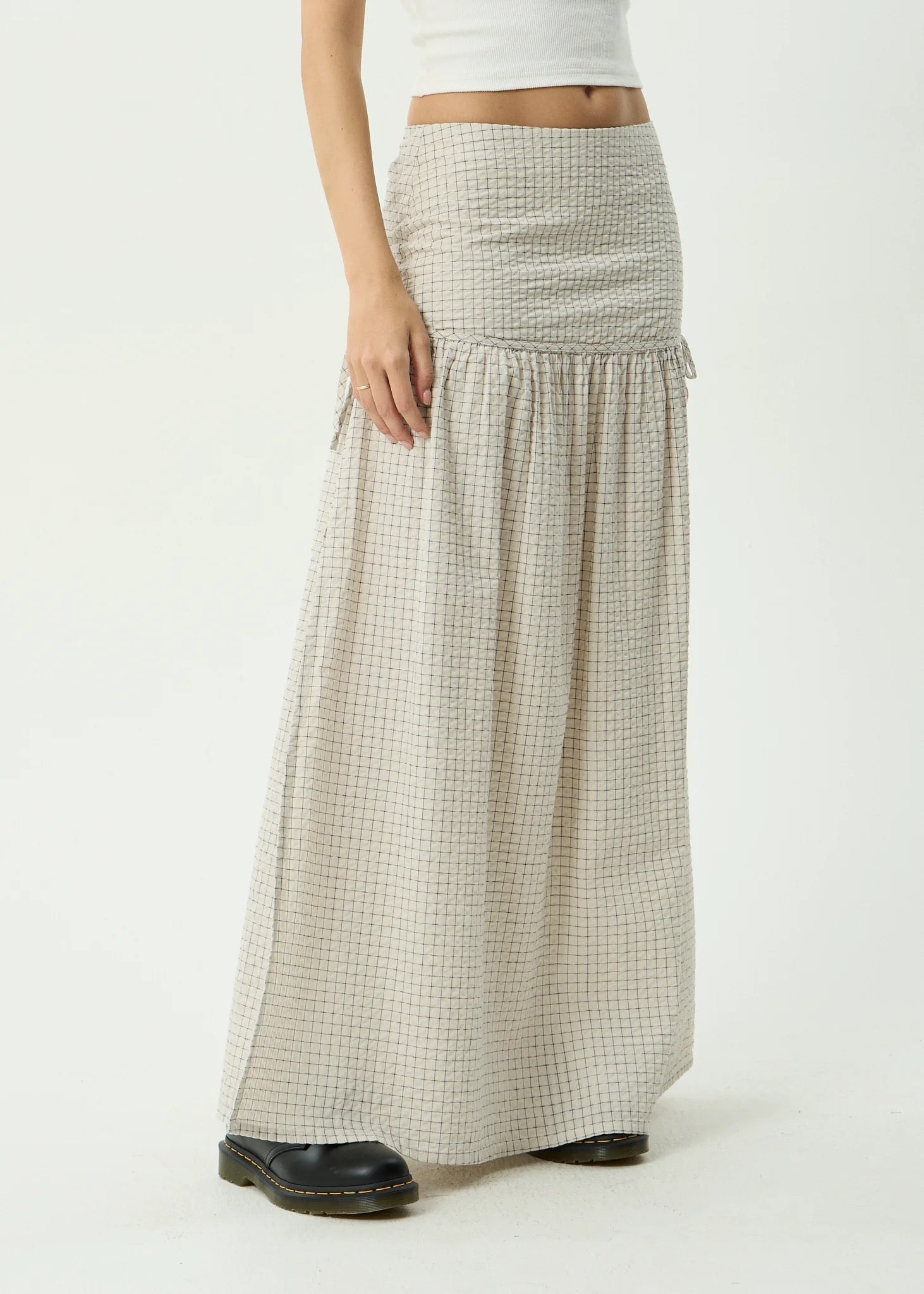 Afends Nadia Maxi Skirt Reverb Moonbeam Check