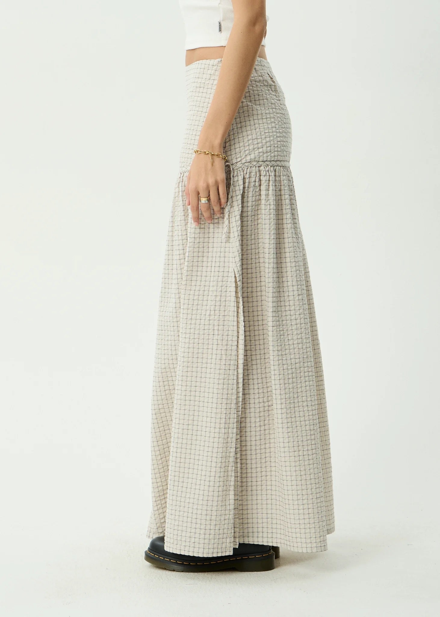Afends Nadia Maxi Skirt Reverb Moonbeam Check