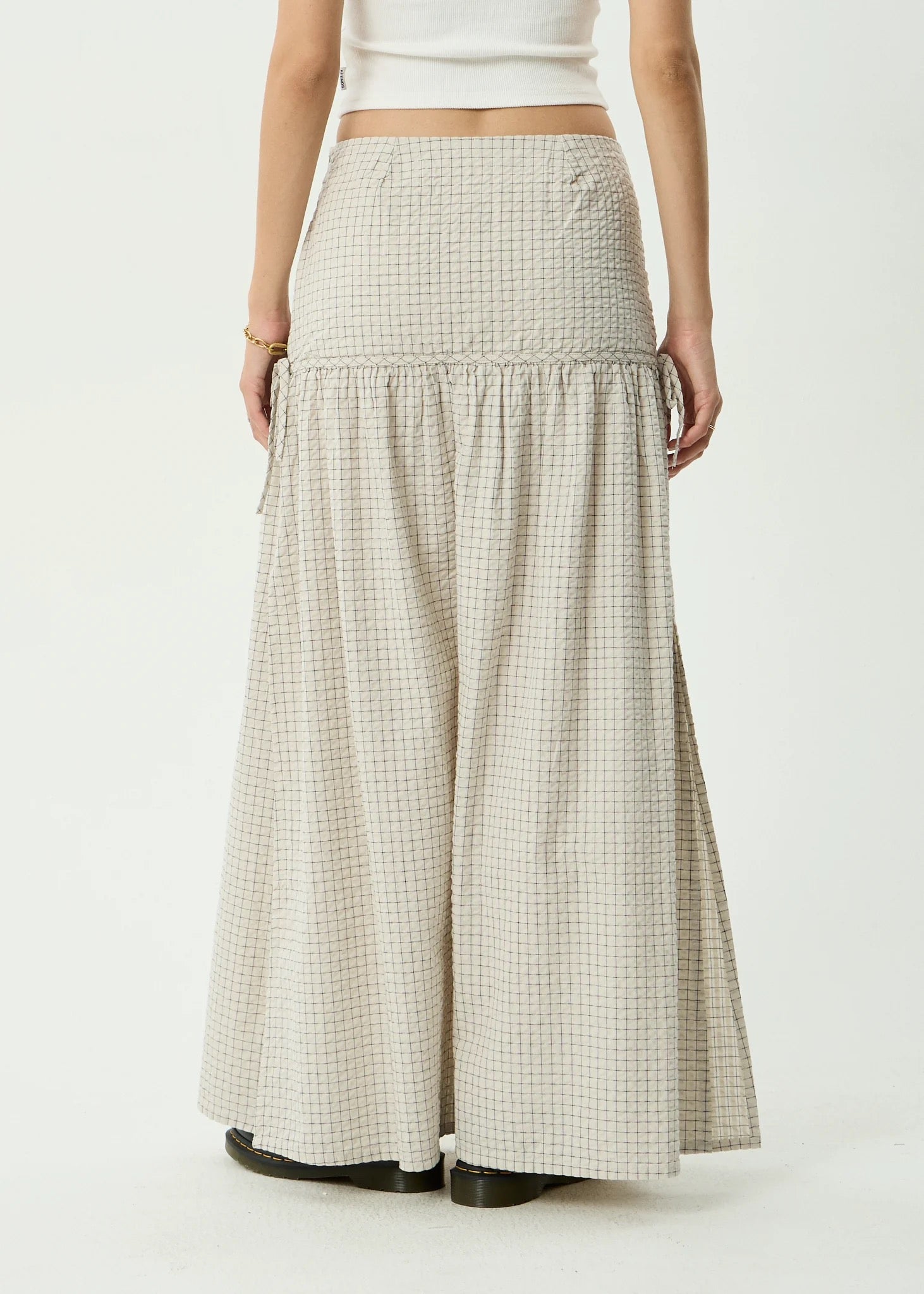 Afends Nadia Maxi Skirt Reverb Moonbeam Check