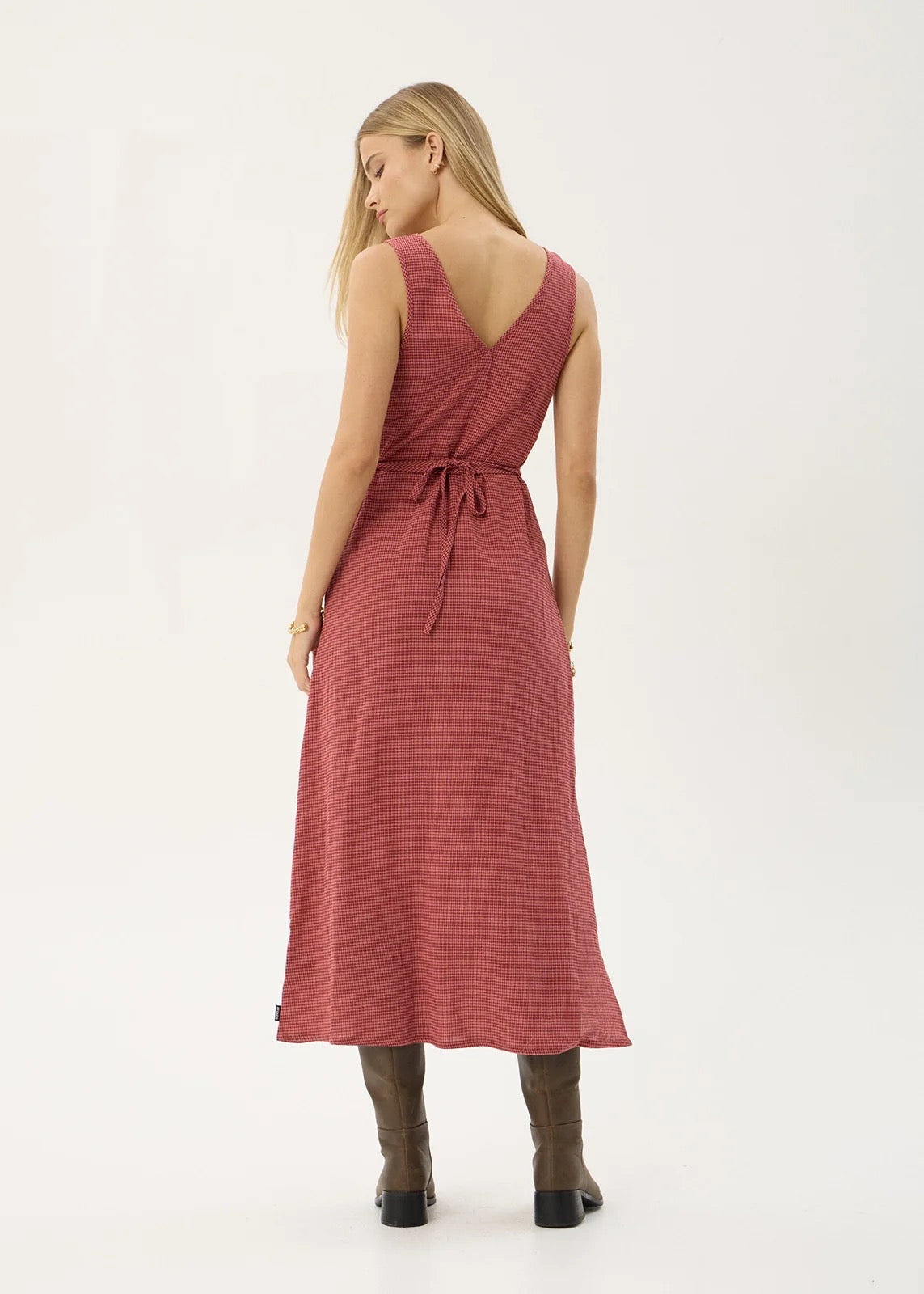 Afends Tully Seersucker Maxi Dress Indy Rose Check
