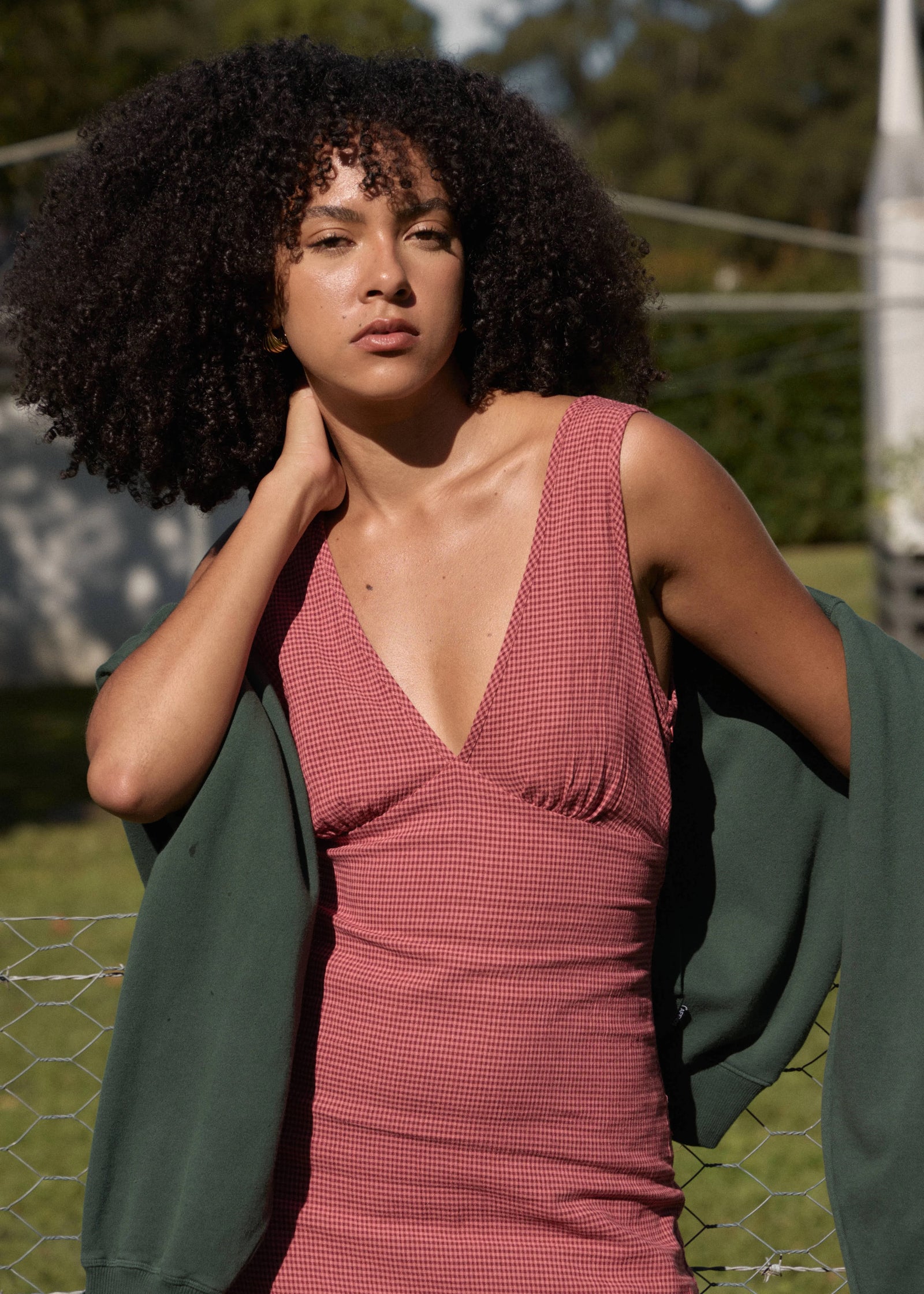 Afends Tully Seersucker Maxi Dress Indy Rose Check