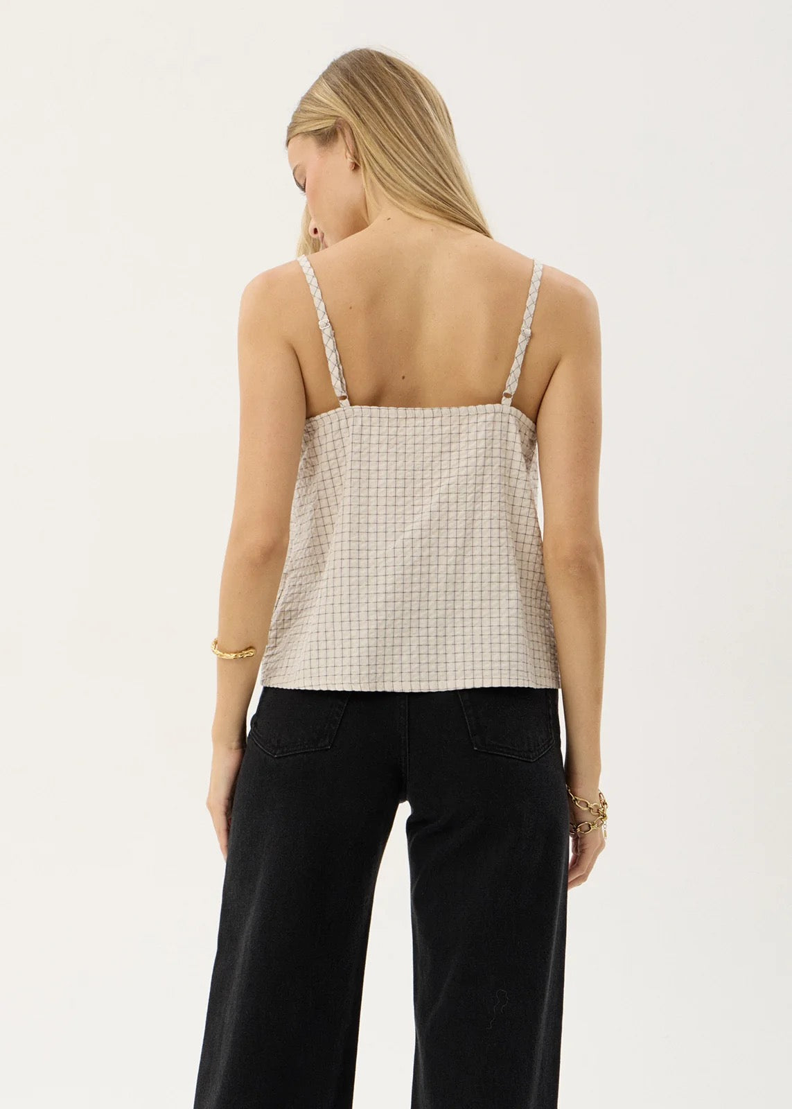 Afends Candice Seersucker Cami Top Reverb Moonbeam