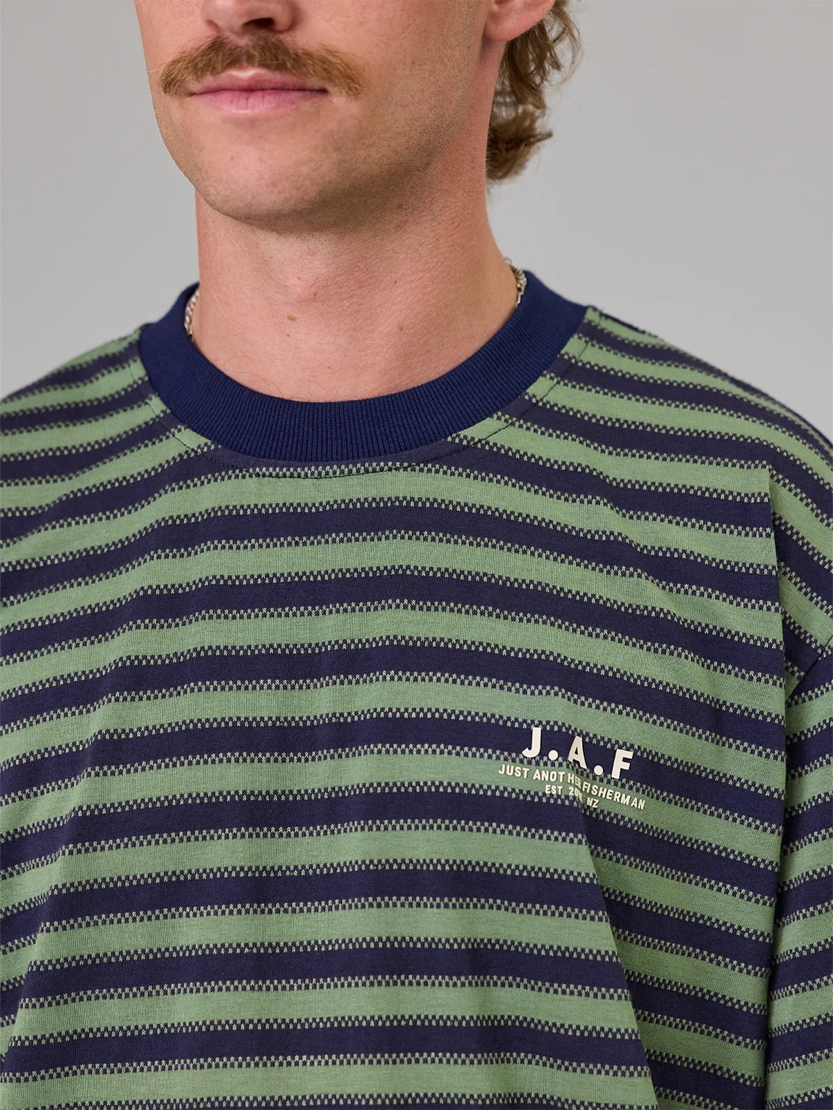 Just Another Fisherman Shore Tee- Green Stripe