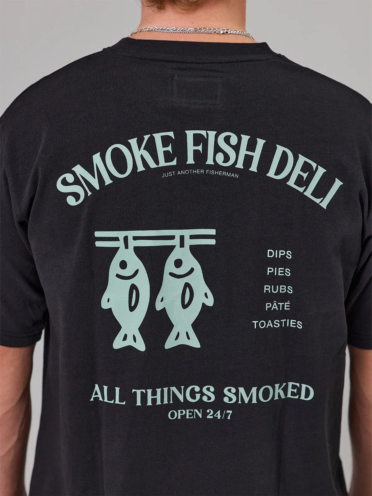 Just Another Fisherman Smoke Deli Tee- Black