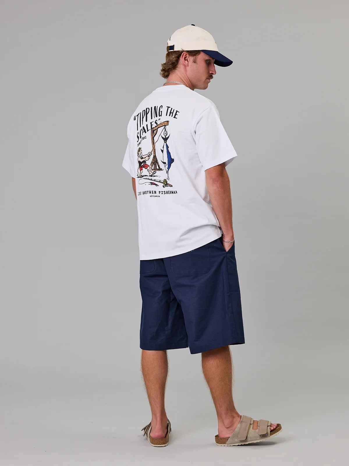 Just Another Fisherman Tipping The Scales Sea Tee- White