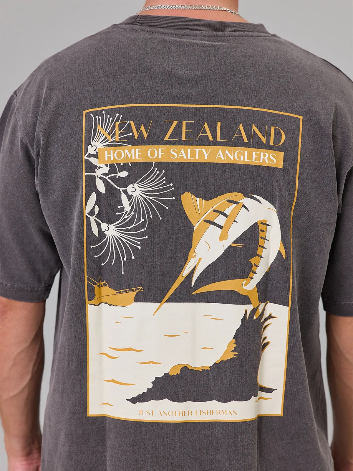 Just Another Fisherman Salty Anglers Sea Tee- Aged Black