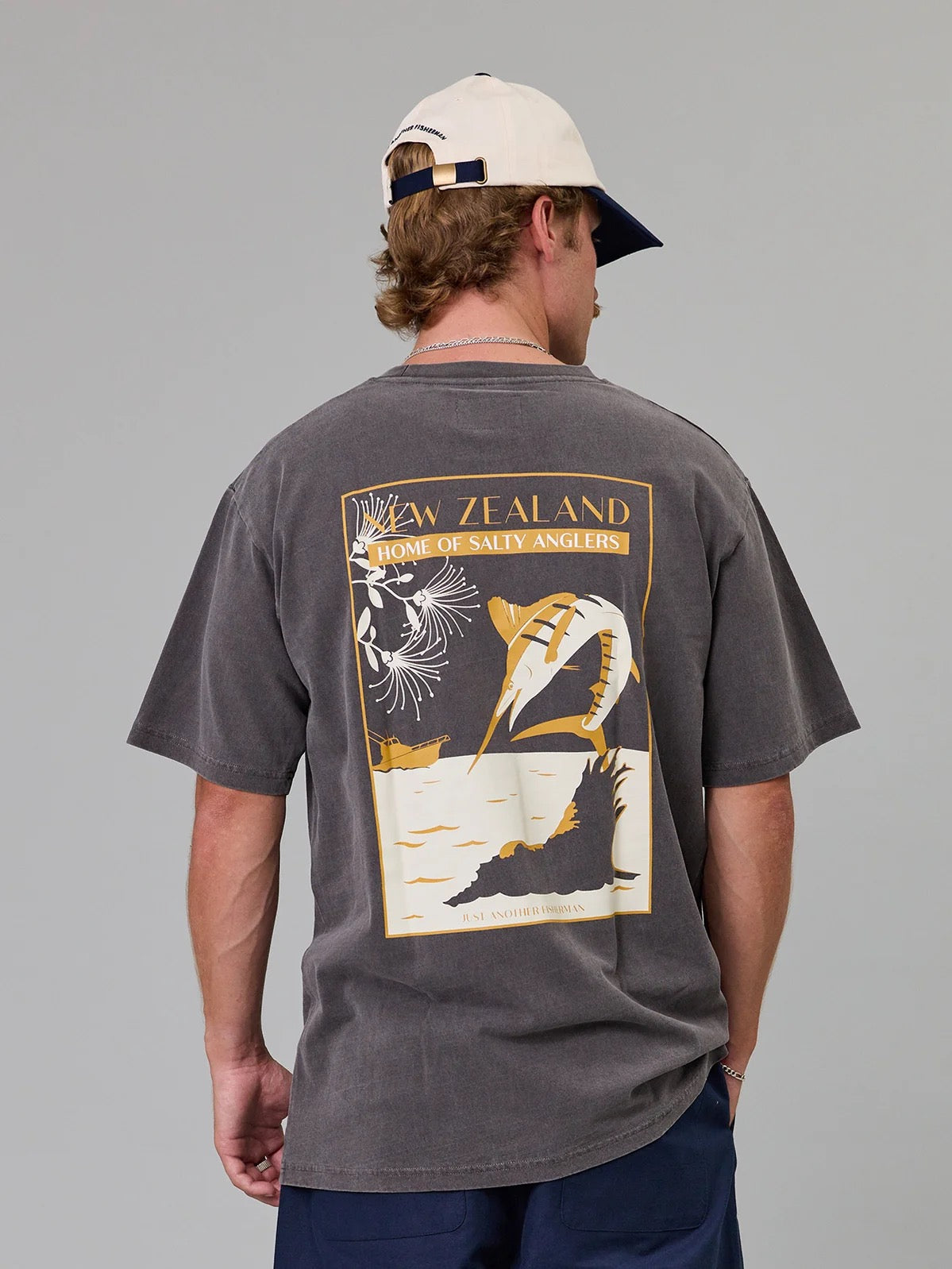 Just Another Fisherman Salty Anglers Sea Tee- Aged Black