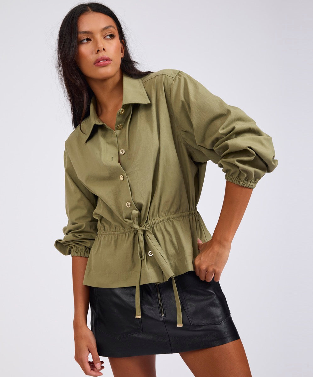 One teaspoon Tie waist Cotton Shirt Khaki