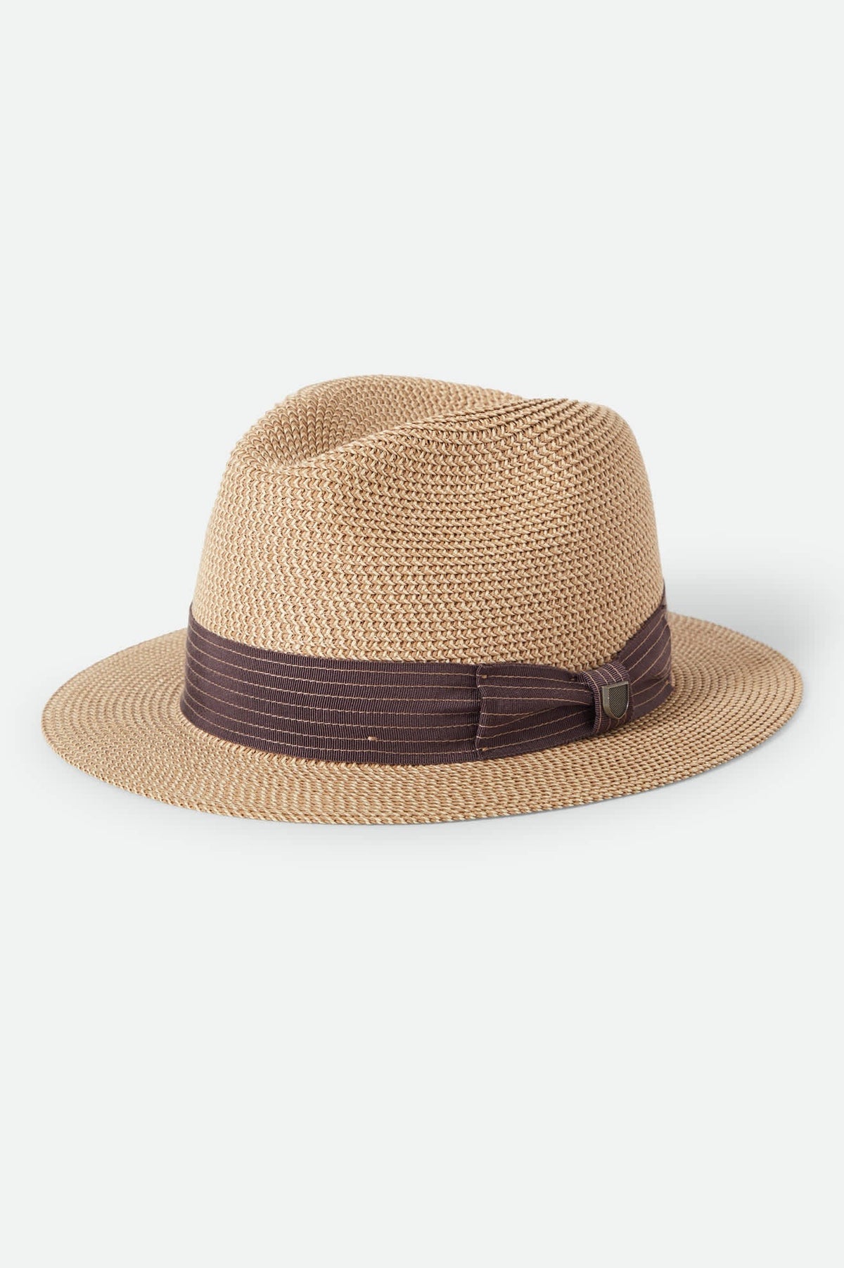 Brixton Roma Straw Packable Fedora Multi Brown/Chocolate