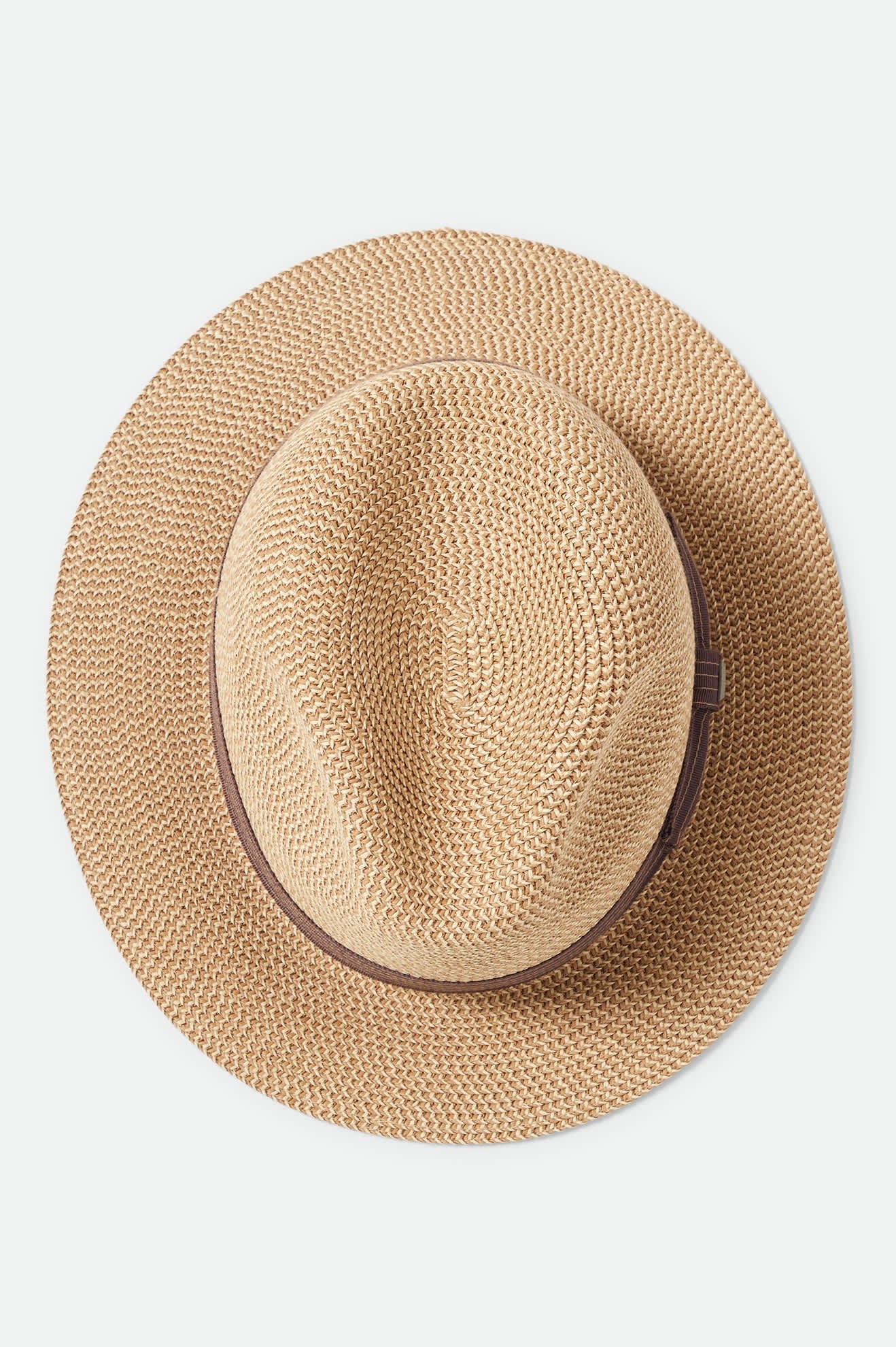 Brixton Roma Straw Packable Fedora Multi Brown/Chocolate