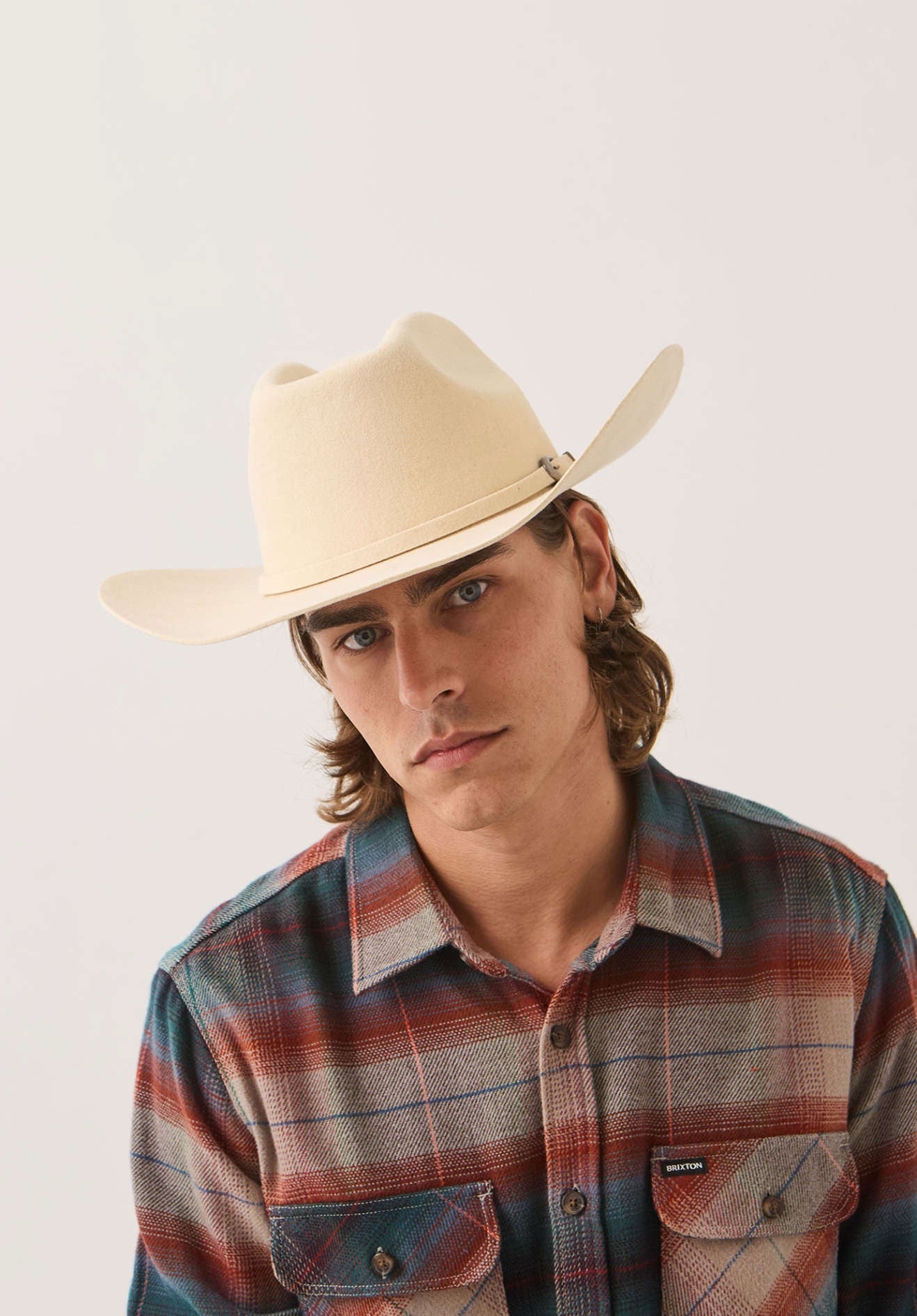Brixton Prescott Brick Top Cowboy Hat Wax Paper