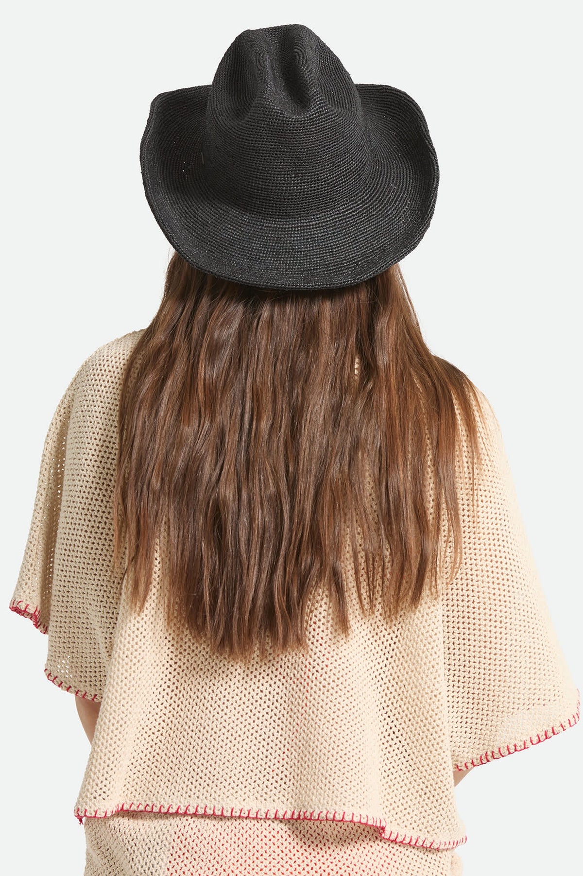 Brixton Odessa Straw Packable Cowboy Hat Black