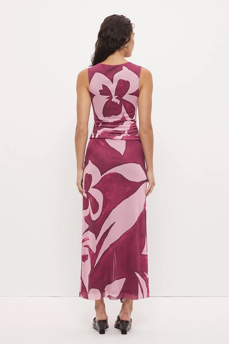 Mon Renn Peta Sleeveless Maxi Dress Painterly Floral