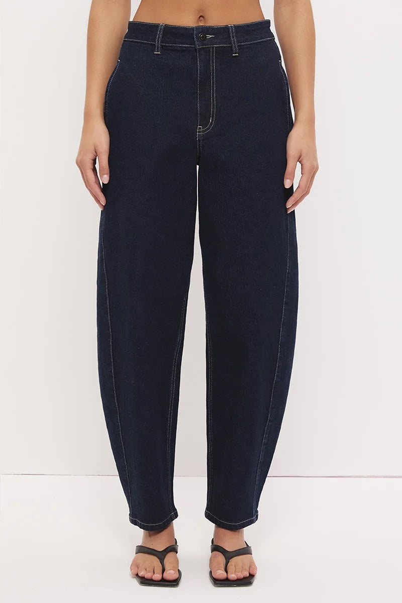 Mon Renn Cora Denim Barrel Leg Jean Ink Blue