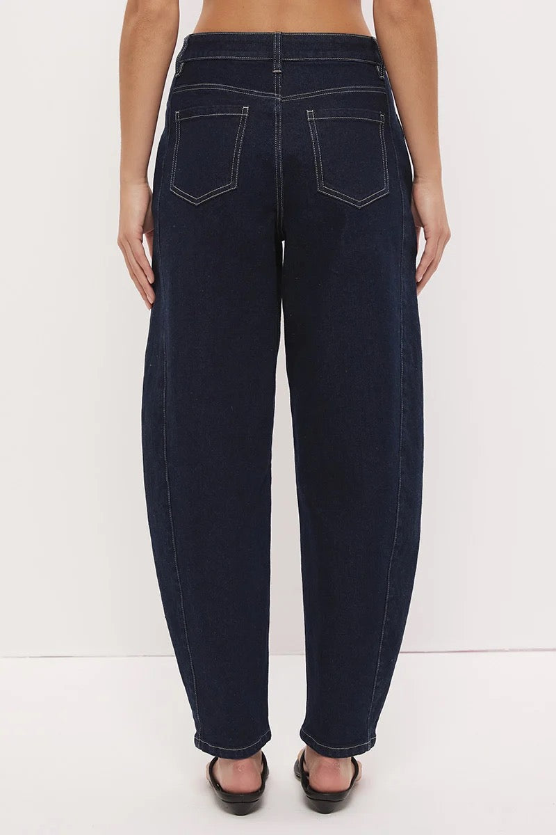 Mon Renn Cora Denim Barrel Leg Jean Ink Blue
