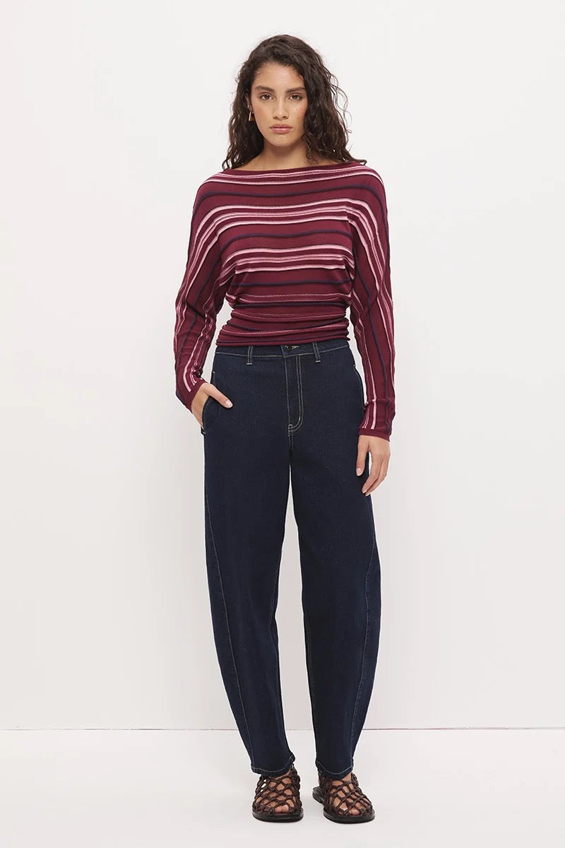 Mon Renn Selena Knot Top Berry Stripe