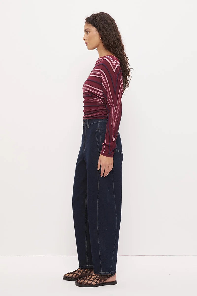 Mon Renn Selena Knot Top Berry Stripe