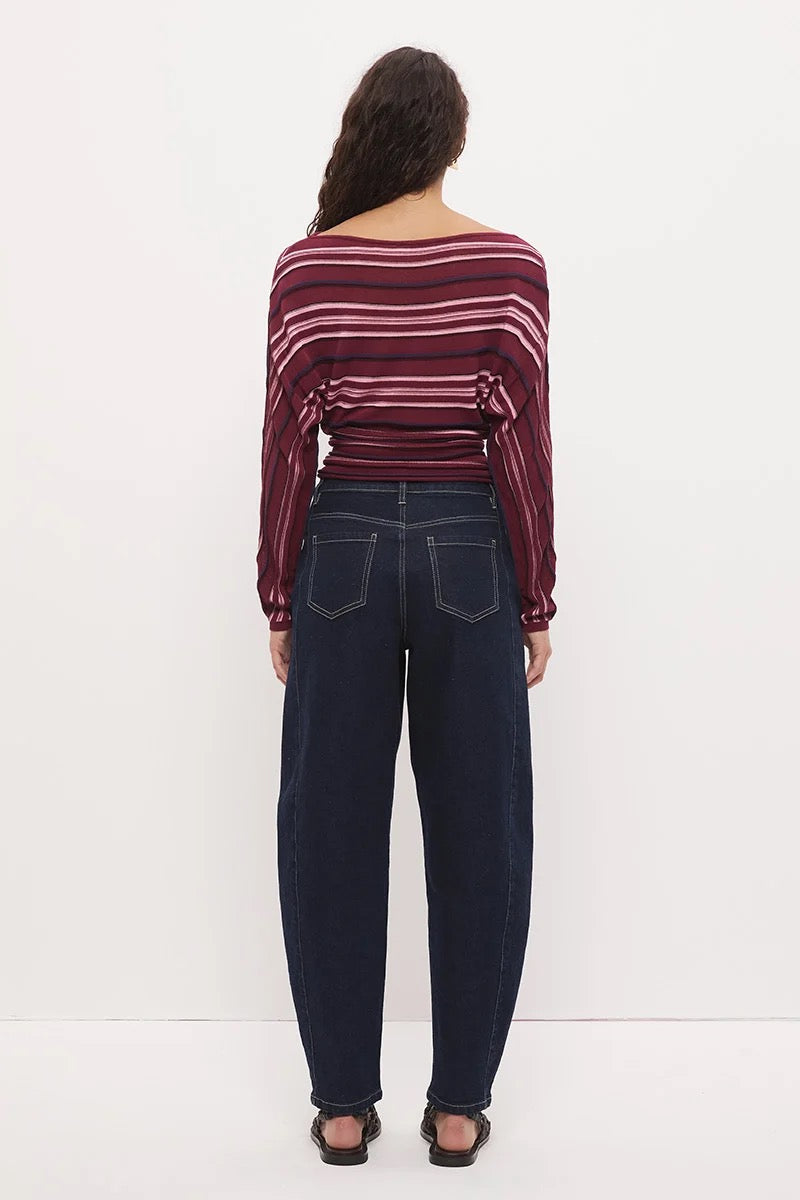 Mon Renn Selena Knot Top Berry Stripe