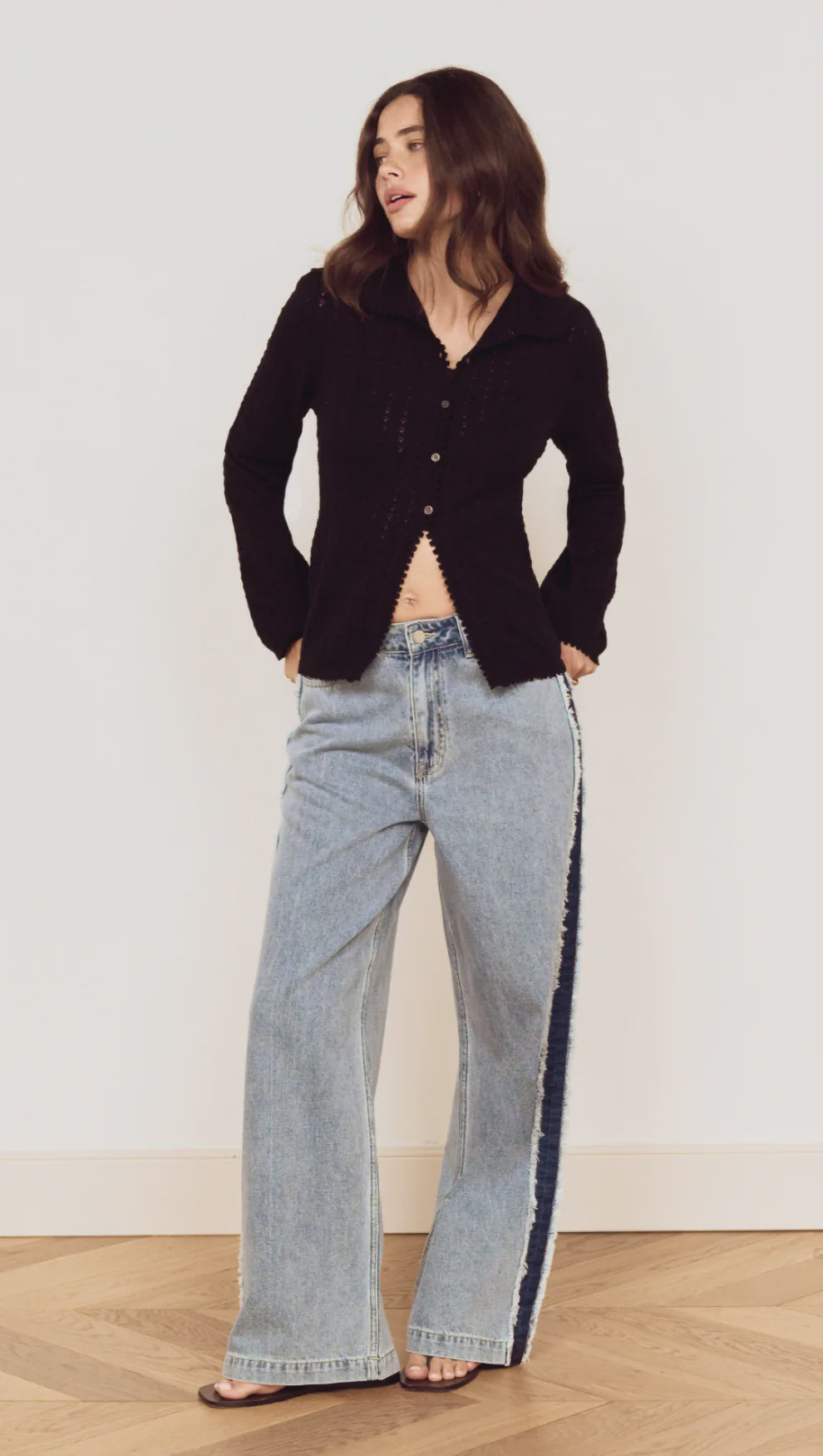 Mink Pink Tate Contrast Denim Jeans MidBlue