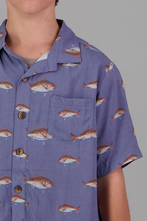 Just Another Fisherman Mini Snaps SS Shirt - Dark Denim