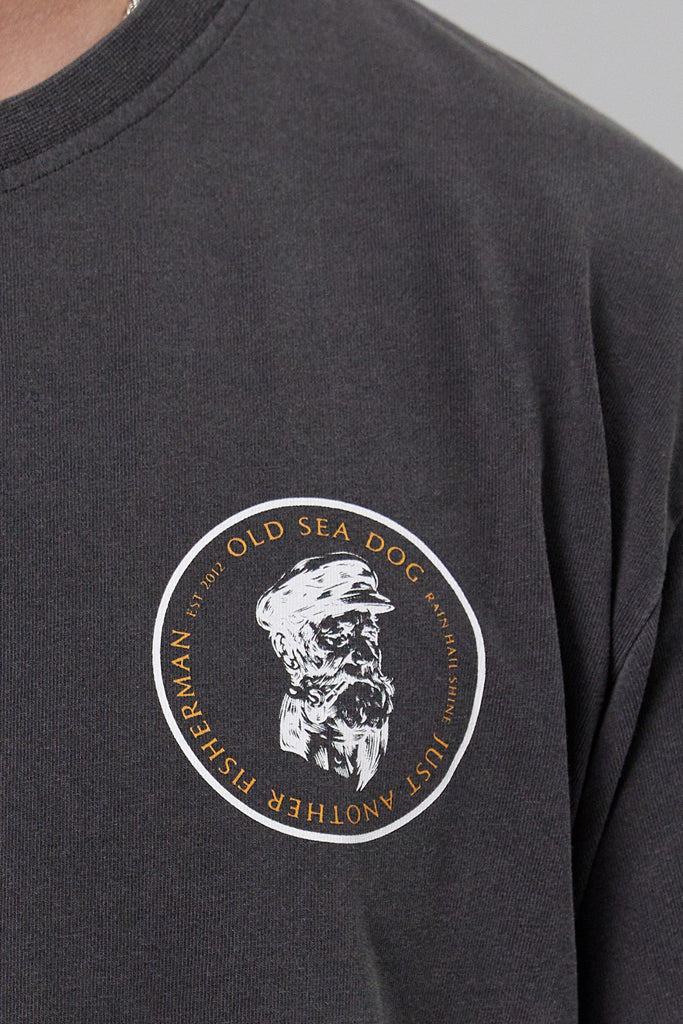 Just Another Fisherman Old Sea Dog Tee Aged Black/Orange