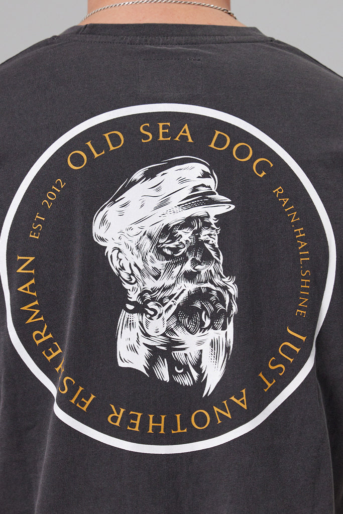 Just Another Fisherman Old Sea Dog Tee Aged Black/Orange
