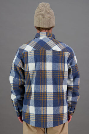 Just Another Fisherman Seaport Shearling Shirt Navy/Brass Check