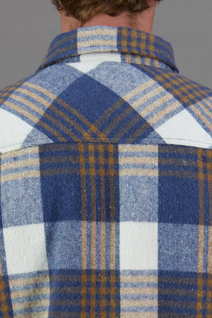 Just Another Fisherman Seaport Shearling Shirt Navy/Brass Check