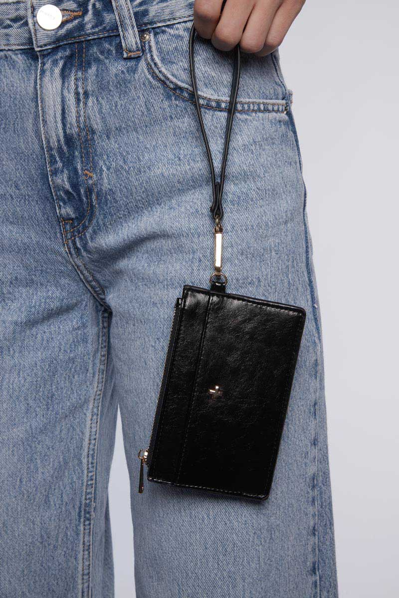 Peta + Jain Keira Zip Card Wallet - Black Crinkle