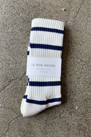 Le Bon Shoppe Extended Striped Boyfriend Socks - Sailor Stripe