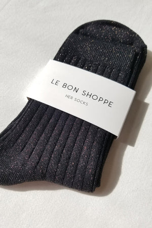 Le Bon Shoppe Her Socks - Modal Lurex - Copper Black