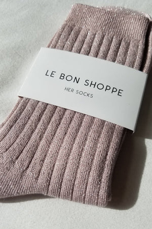 Le Bon Shoppe Her Socks - Modal Lurex - Rose Glitter