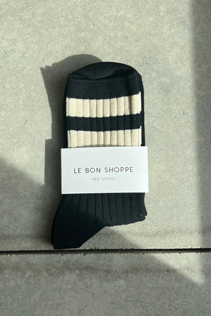 Le Bon Shoppe Her Varsity Socks - Black