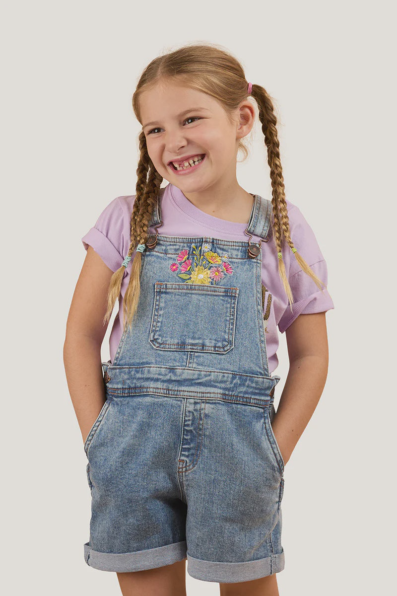 Ringers Western Dahlia Kids Denim Short Overall -Light Blue