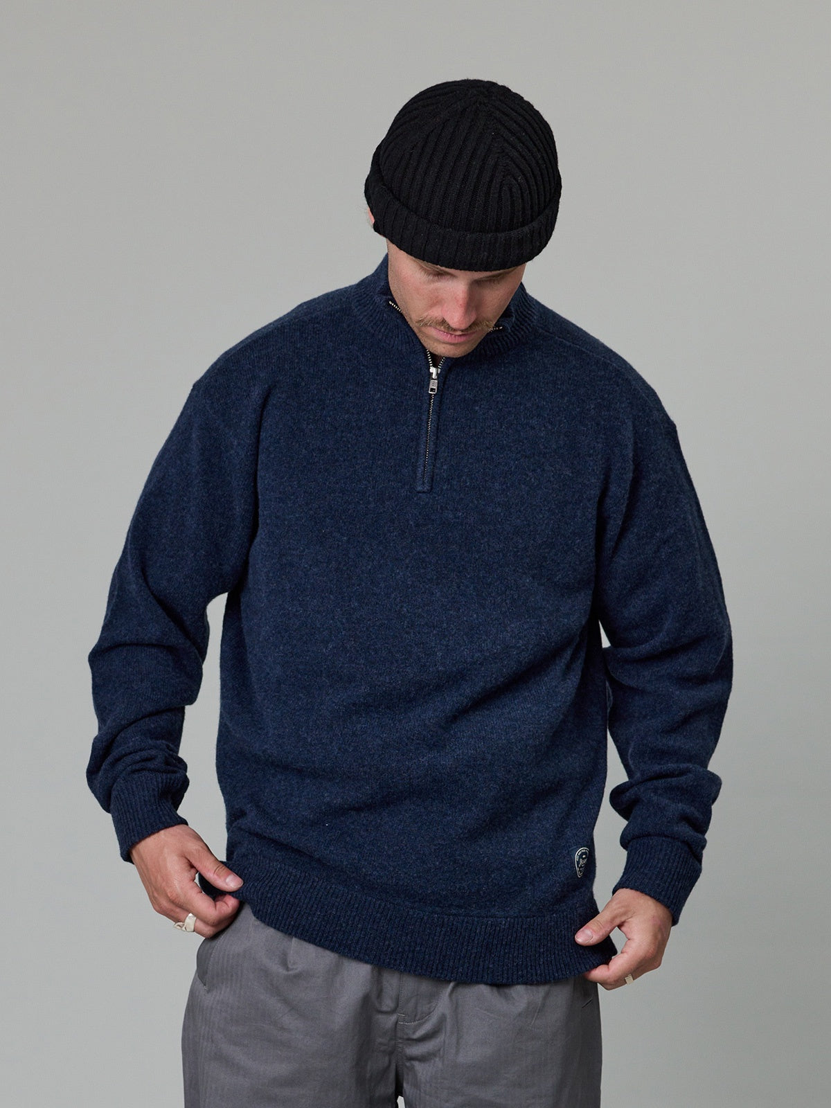 Just Another Fisherman Merino Keyport 1/4 Zip Indigo