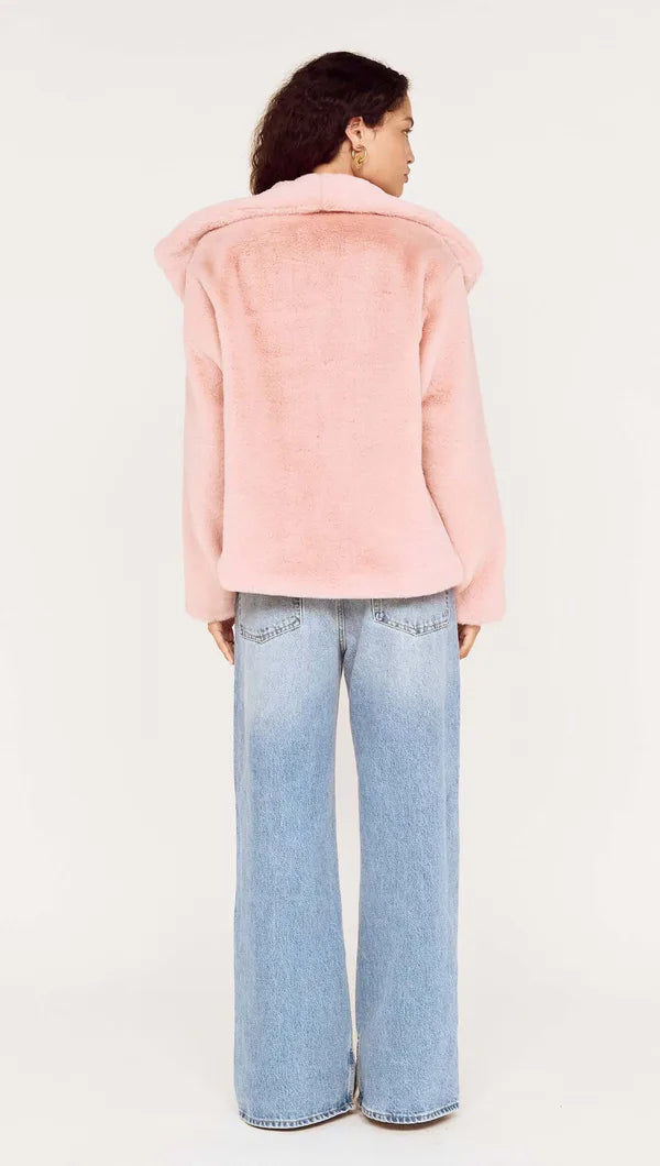 Mink Pink Sigrid Faux Fur Coat Dusky Pink