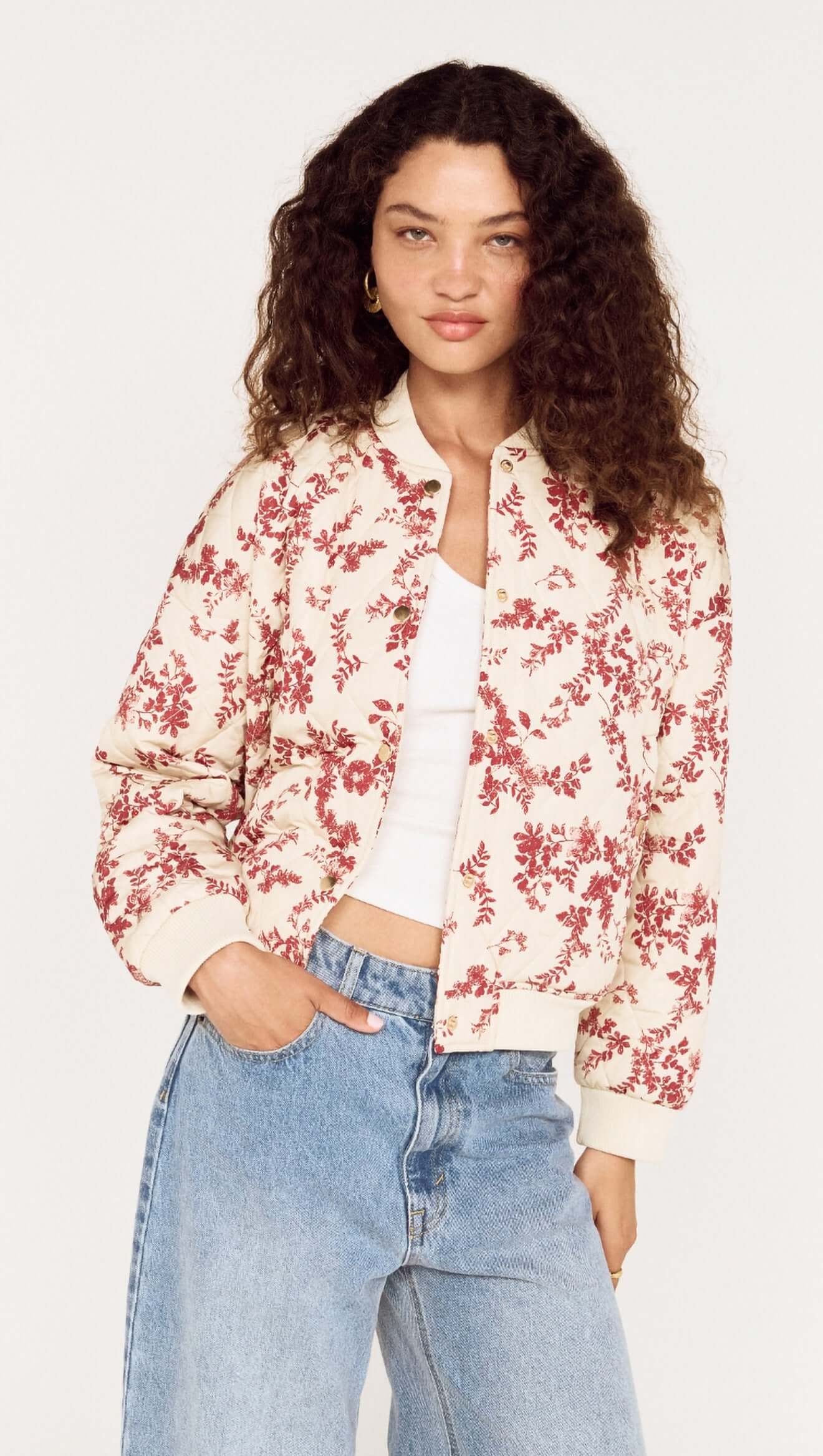 Mink Pink Leona PufferJacket Wine/Cream