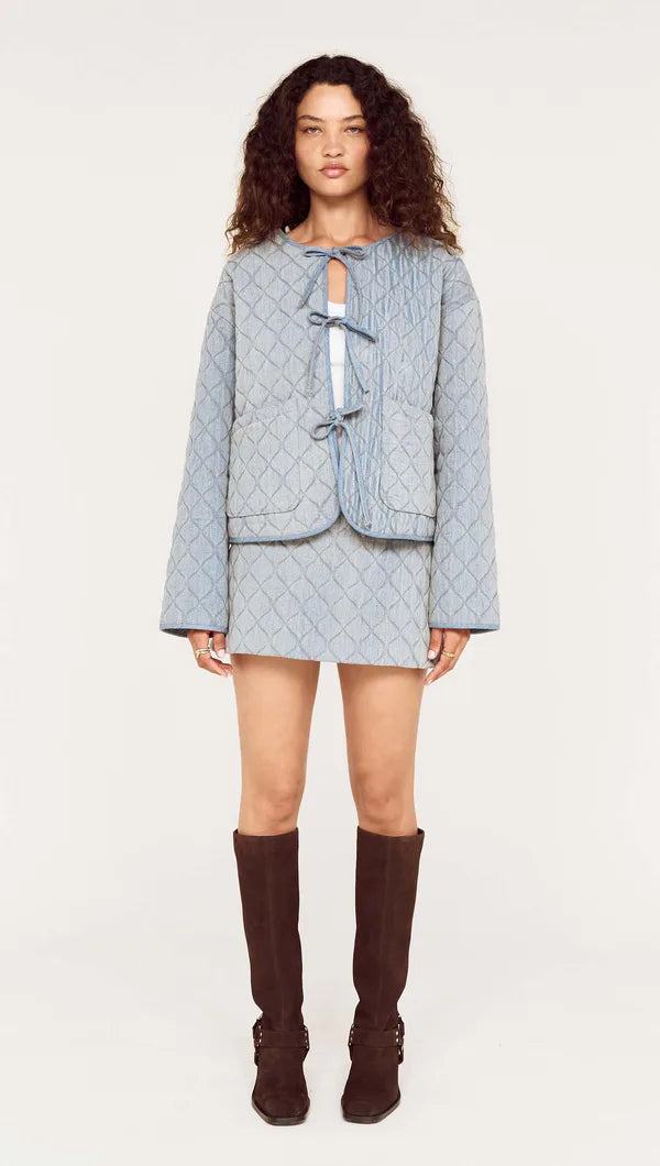 Mink Pink Anine Quilted Jacked Indigo Wash