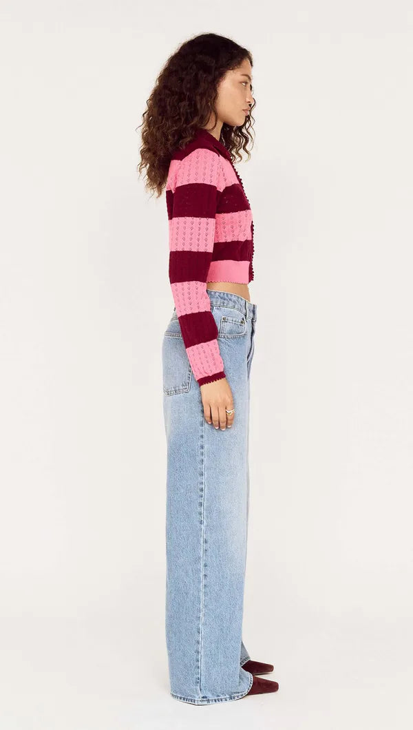 Mink Pink Selena Pointelle Cardi Wine/Pink