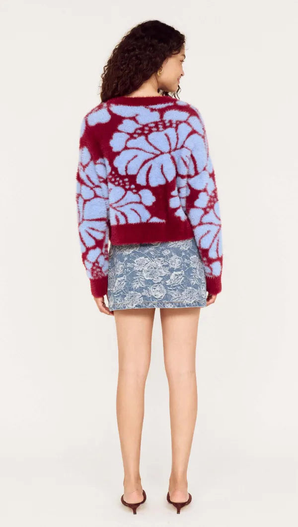 Mink Pink Amara Intarsia knit Wine/Blue