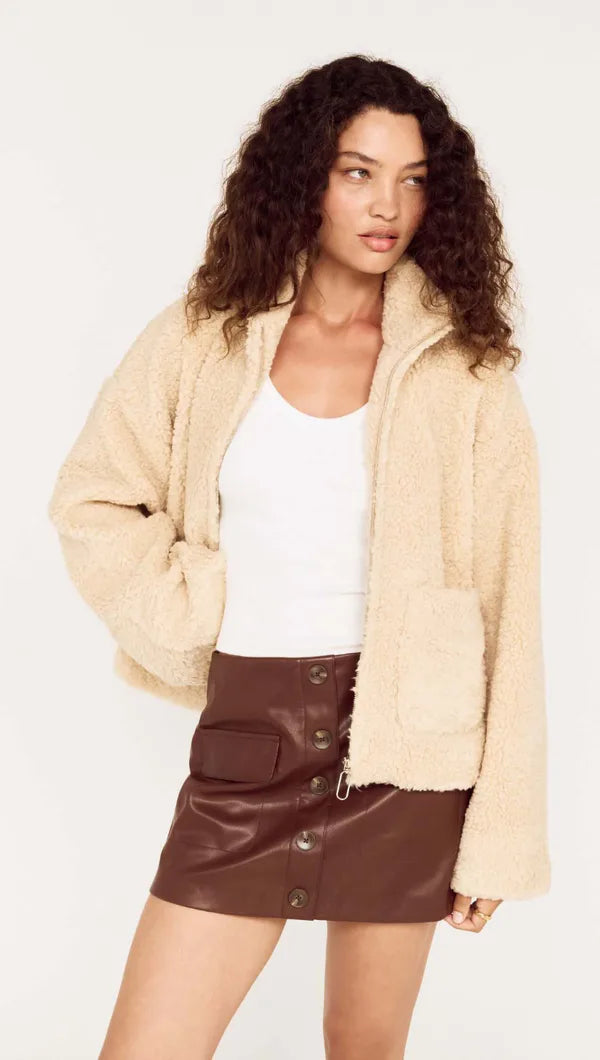 Mink Pink Zola Sherpa Jacket Stone